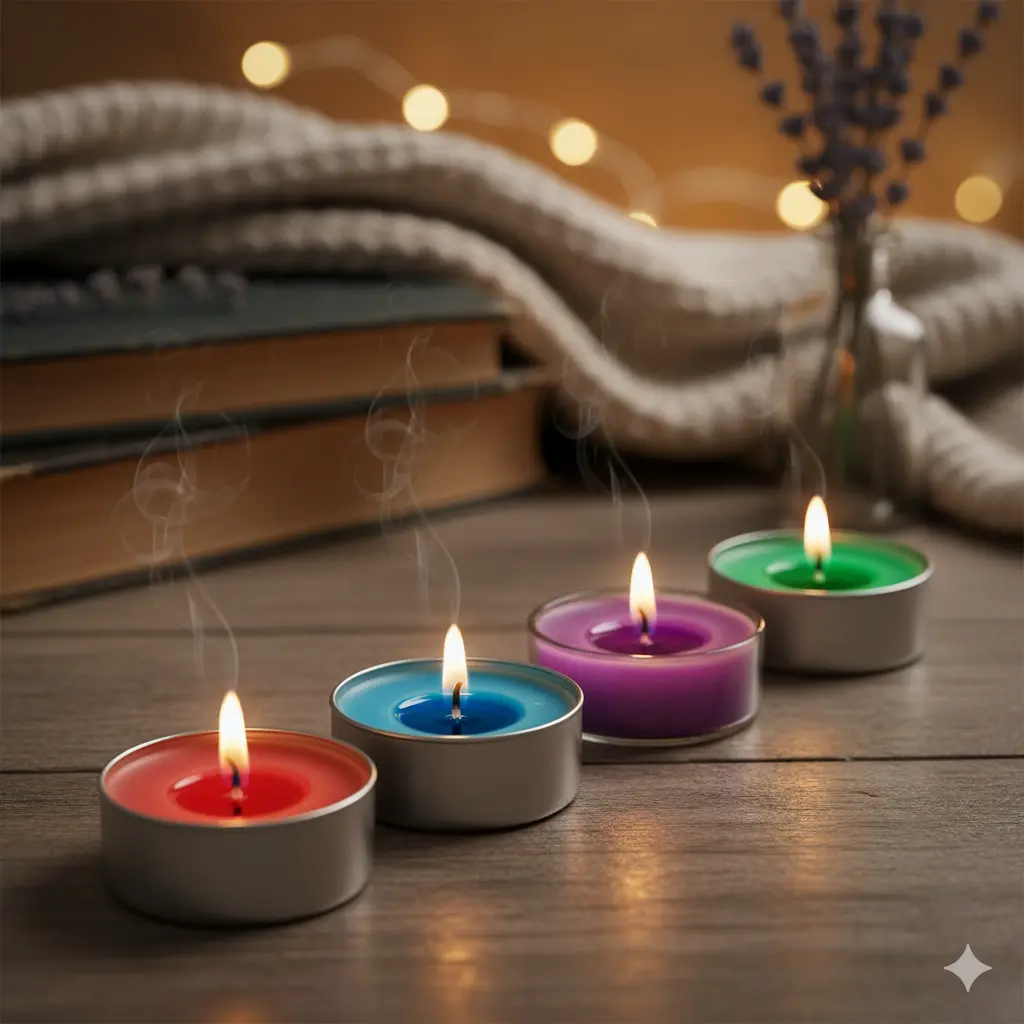 Scented Tea Lights Candles for Home Decor, Therapy Tealight | Strawberry + Berry blossom + Lavender Sage + Lime fresh | 4 Fragrance Set of 20 Candles