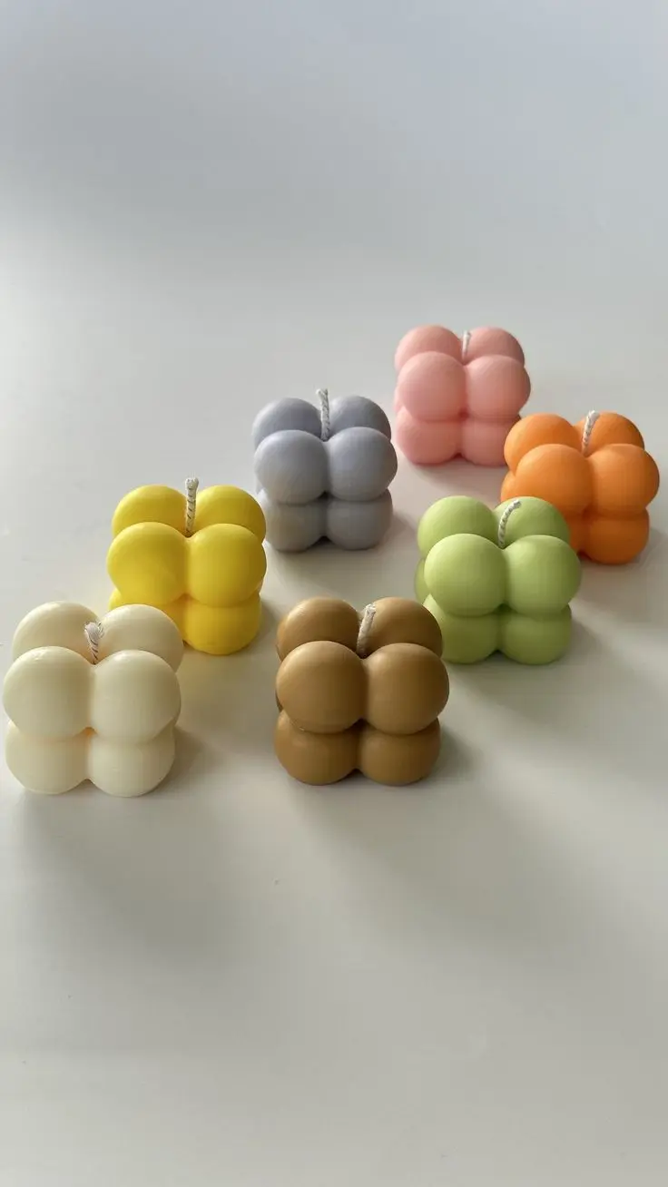 Premium Scented Colored Bubble Candles 2*2 | Pack of 4