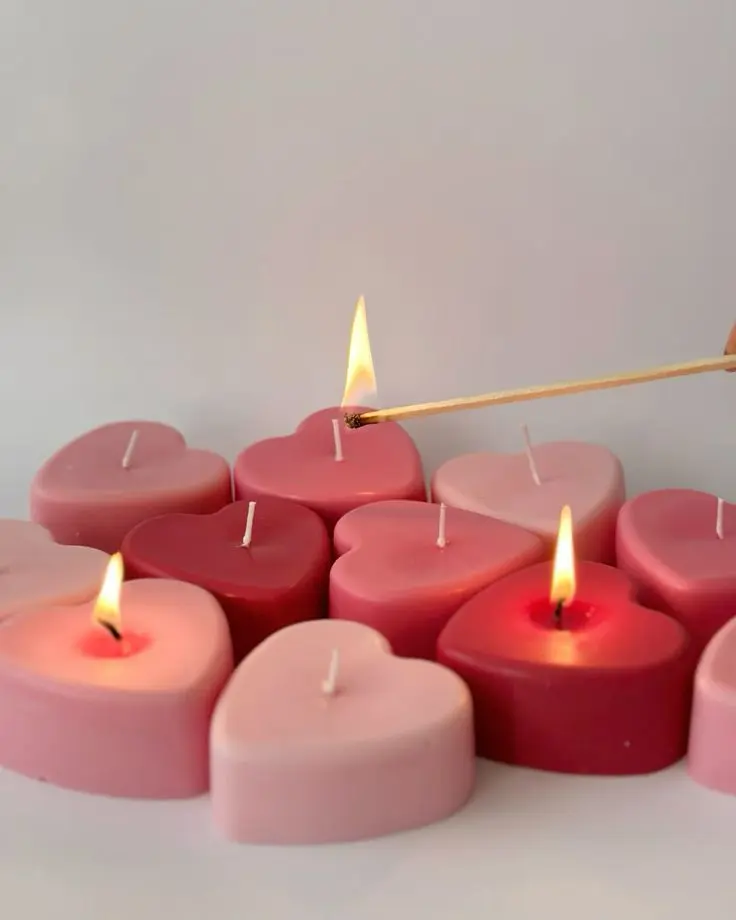 Heart Shaped Rose Scented Tea Light Candles For Home Decor, Valentine Day, Diwali, Christmas, Wedding, Anniversary & Special Occasion Candles (Pack of 6)